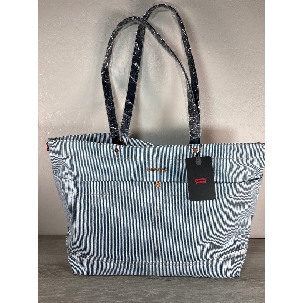 Levi's Heritage Denim Tote All Bag Blue White Stripe Shoulder Bag New